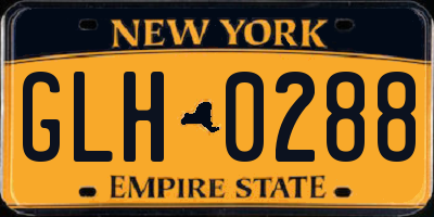 NY license plate GLH0288