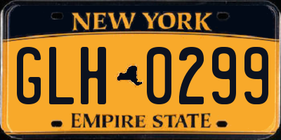 NY license plate GLH0299