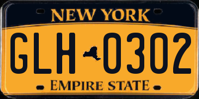 NY license plate GLH0302