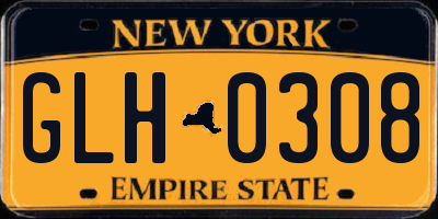NY license plate GLH0308