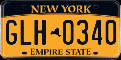 NY license plate GLH0340