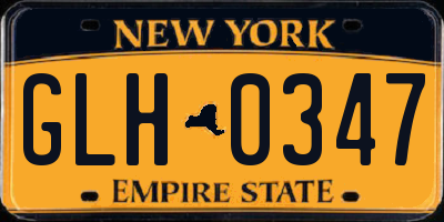 NY license plate GLH0347