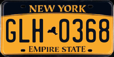 NY license plate GLH0368