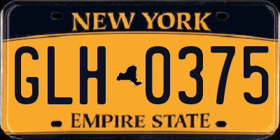 NY license plate GLH0375