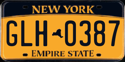 NY license plate GLH0387