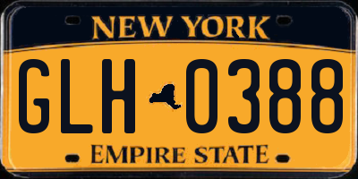 NY license plate GLH0388