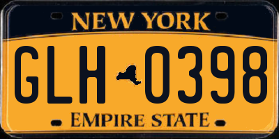 NY license plate GLH0398