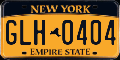 NY license plate GLH0404