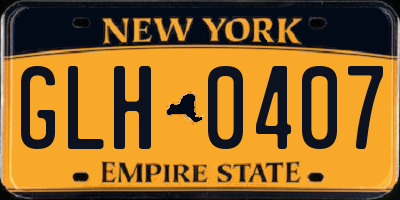 NY license plate GLH0407