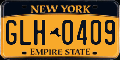 NY license plate GLH0409