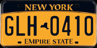 NY license plate GLH0410