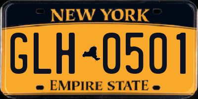 NY license plate GLH0501