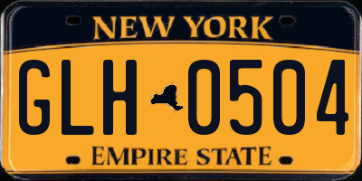 NY license plate GLH0504