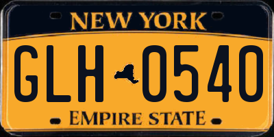 NY license plate GLH0540