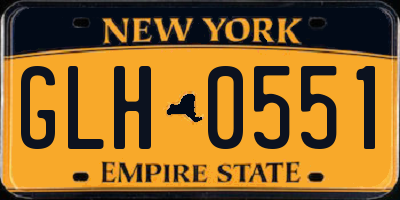 NY license plate GLH0551