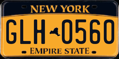 NY license plate GLH0560