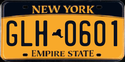 NY license plate GLH0601