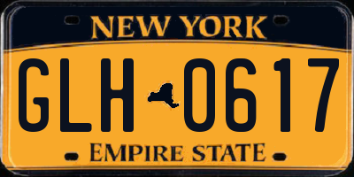 NY license plate GLH0617