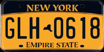 NY license plate GLH0618