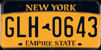 NY license plate GLH0643