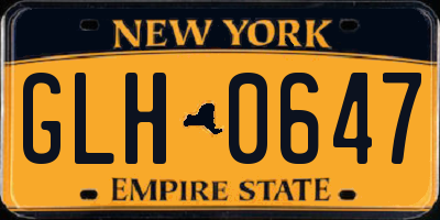 NY license plate GLH0647