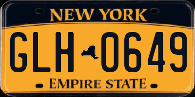 NY license plate GLH0649