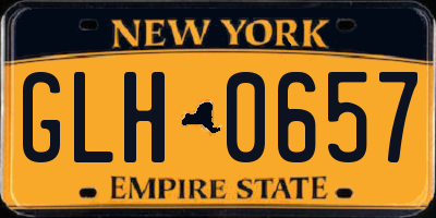 NY license plate GLH0657