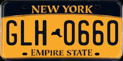 NY license plate GLH0660