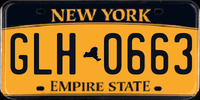 NY license plate GLH0663