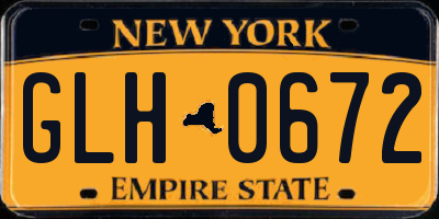 NY license plate GLH0672