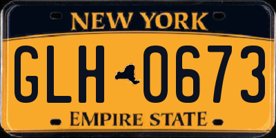 NY license plate GLH0673