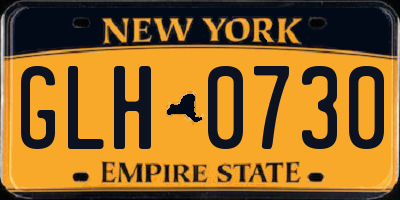 NY license plate GLH0730