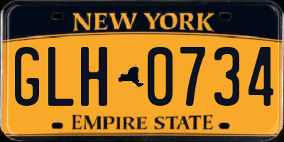 NY license plate GLH0734