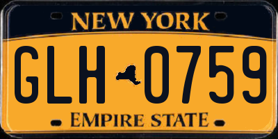 NY license plate GLH0759