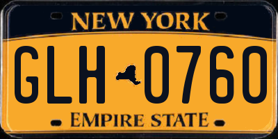 NY license plate GLH0760