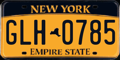 NY license plate GLH0785