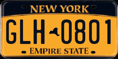 NY license plate GLH0801