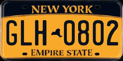 NY license plate GLH0802