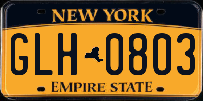NY license plate GLH0803