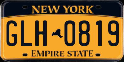 NY license plate GLH0819
