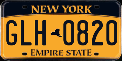 NY license plate GLH0820