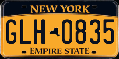 NY license plate GLH0835