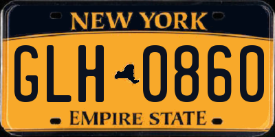 NY license plate GLH0860