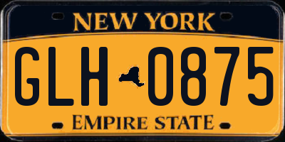 NY license plate GLH0875