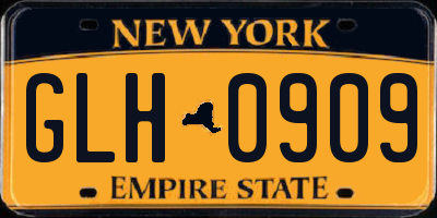 NY license plate GLH0909