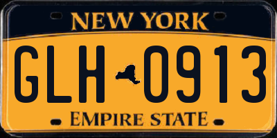 NY license plate GLH0913