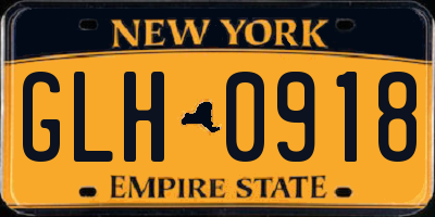 NY license plate GLH0918
