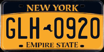 NY license plate GLH0920
