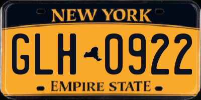 NY license plate GLH0922