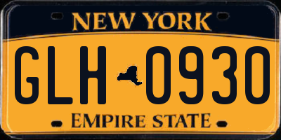 NY license plate GLH0930